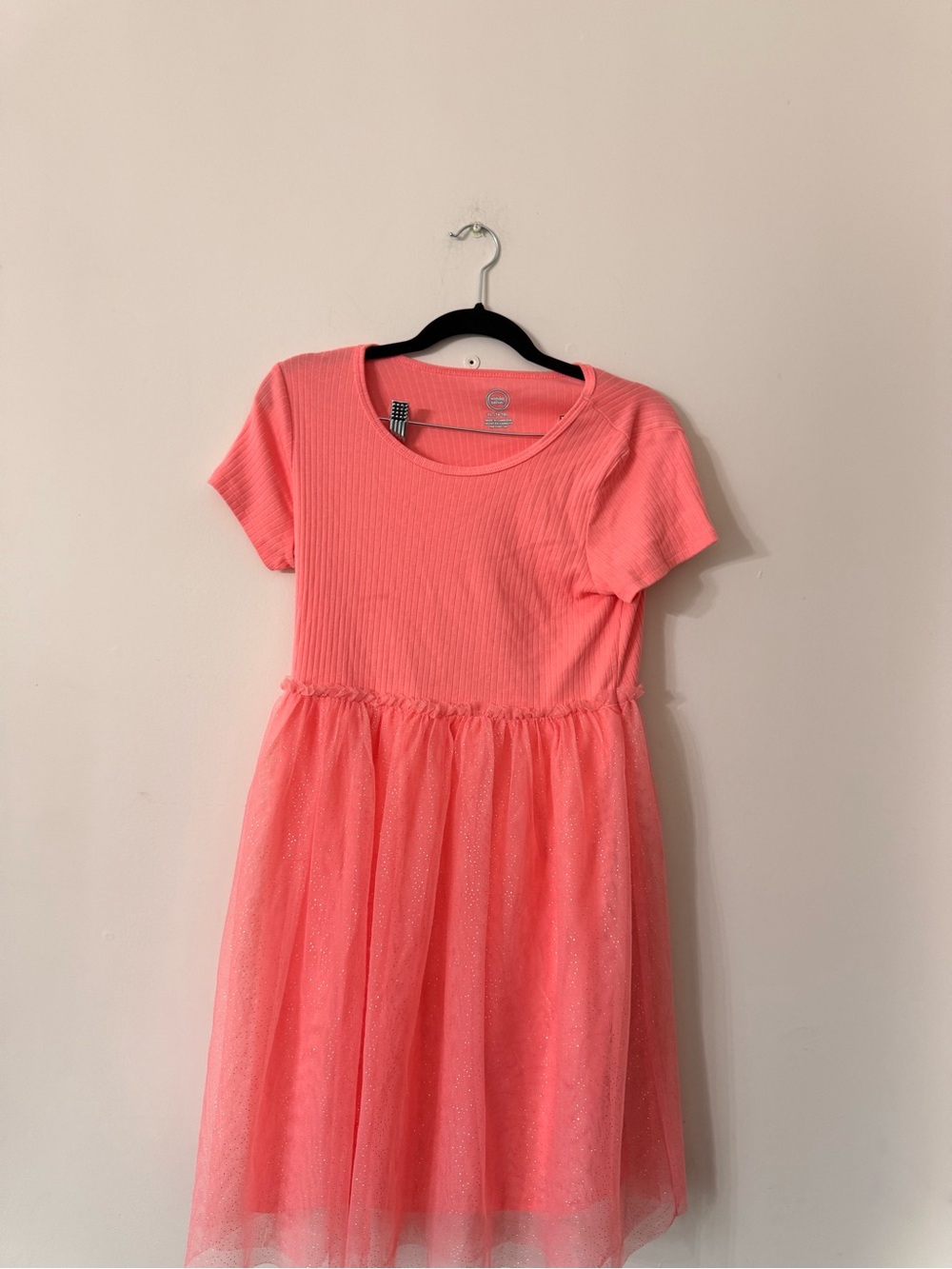 wonder nation Coral Pink Short-Sleeve Tulle Dress